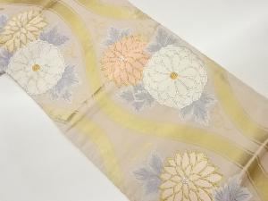 立涌に菊模様織出し袋帯